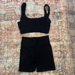 Black Crop Top and Shorts Set